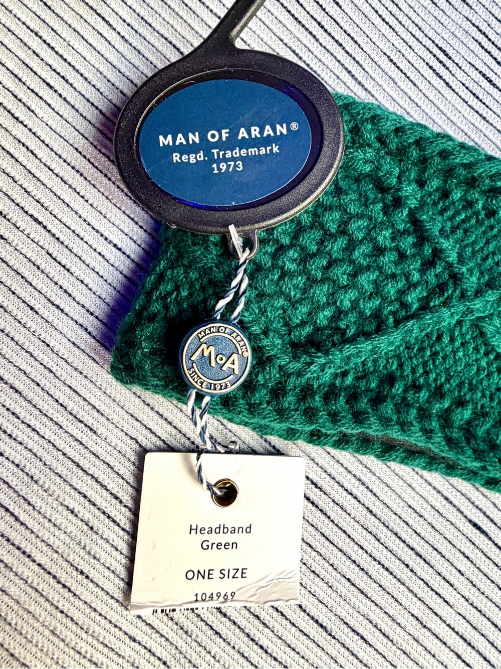 NWT Man of Aran®Forest Green Irish Knit Headband Made in Ireland